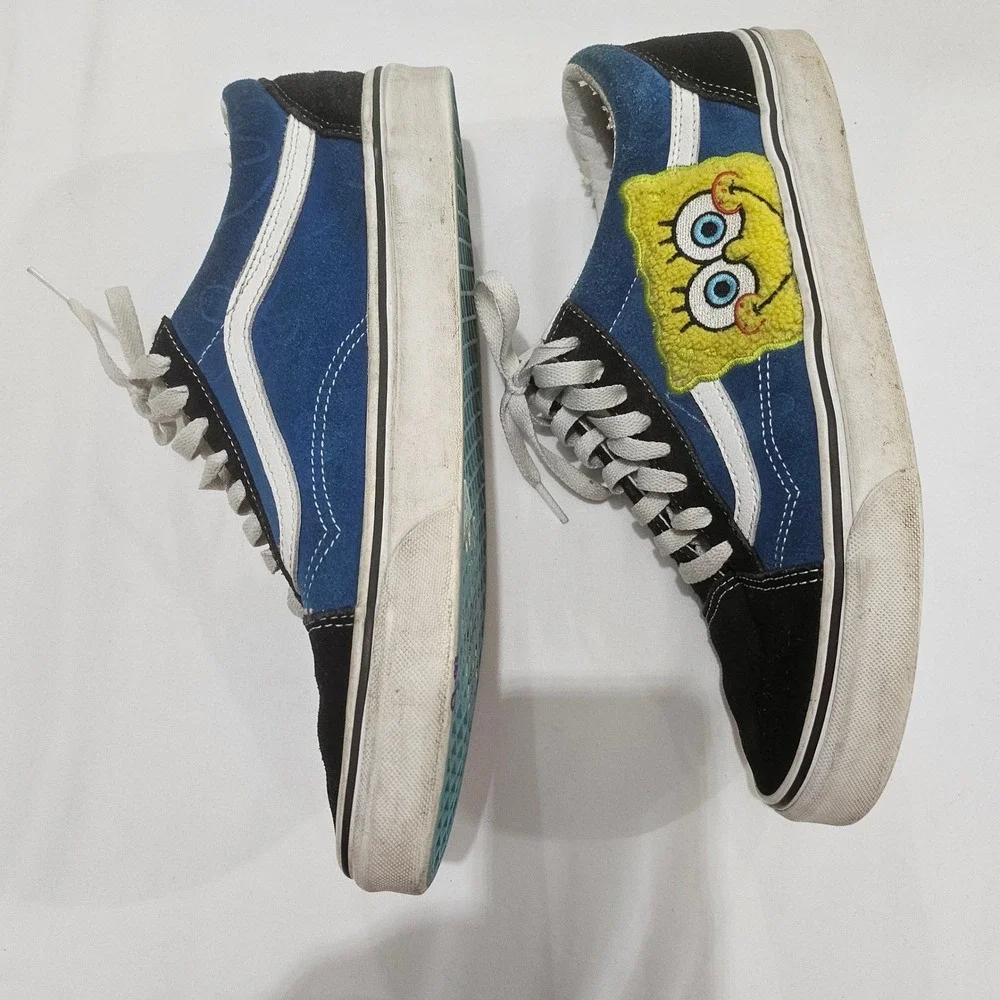Vans Old Skool SpongeBob SquarePants Blue Black Suede Sneakers Mens 10 721356